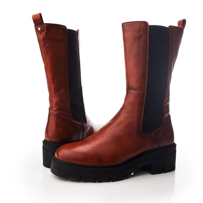 Women Moda In Pelle MidCalf Boots Giellen Orange Leather
