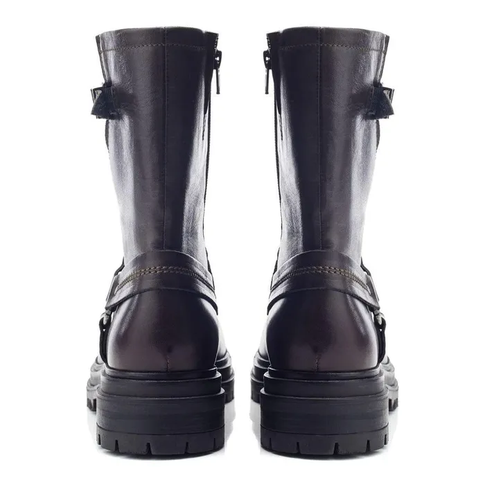 Women Moda In Pelle MidCalf Boots Olencia Khaki Leather