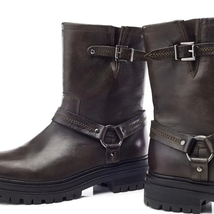 Women Moda In Pelle MidCalf Boots Olencia Khaki Leather