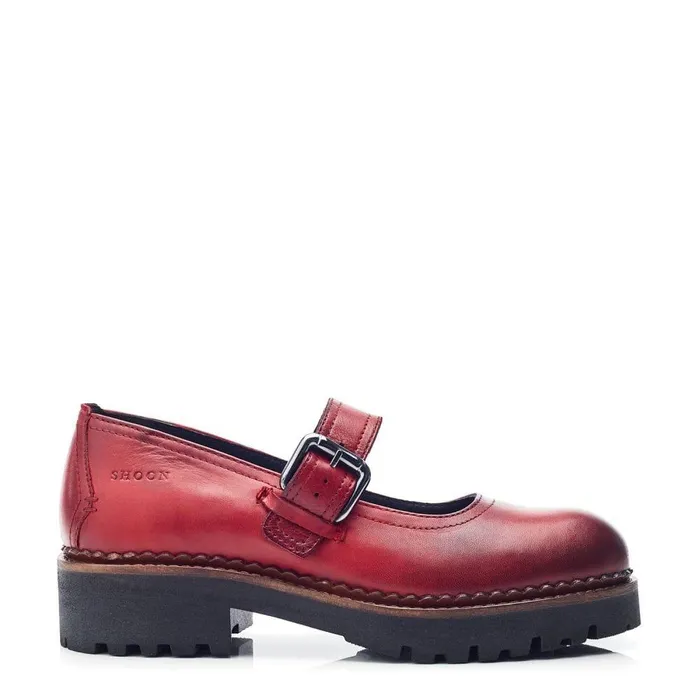 Women Moda In Pelle Mid Heel Shoes Shoon Sh Emberley Dark Red Leather