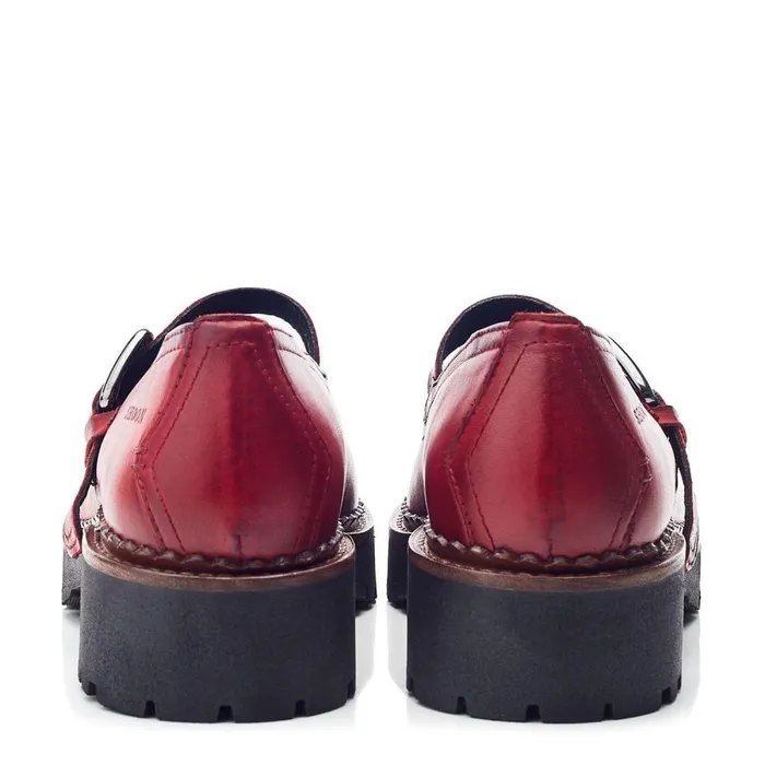 Women Moda In Pelle Mid Heel Shoes Shoon Sh Emberley Dark Red Leather