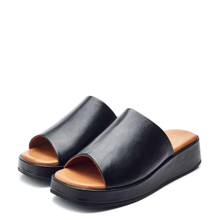 Women Moda In Pelle Mule Sandals Orolia Black Leather