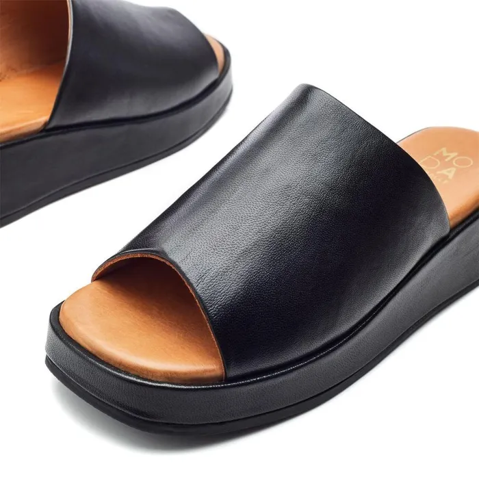 Women Moda In Pelle Mule Sandals Orolia Black Leather