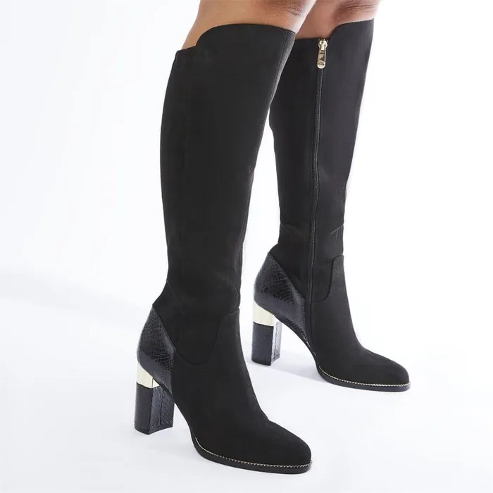 Women Moda In Pelle Over The Knee Boots Shaina Black Alcantara