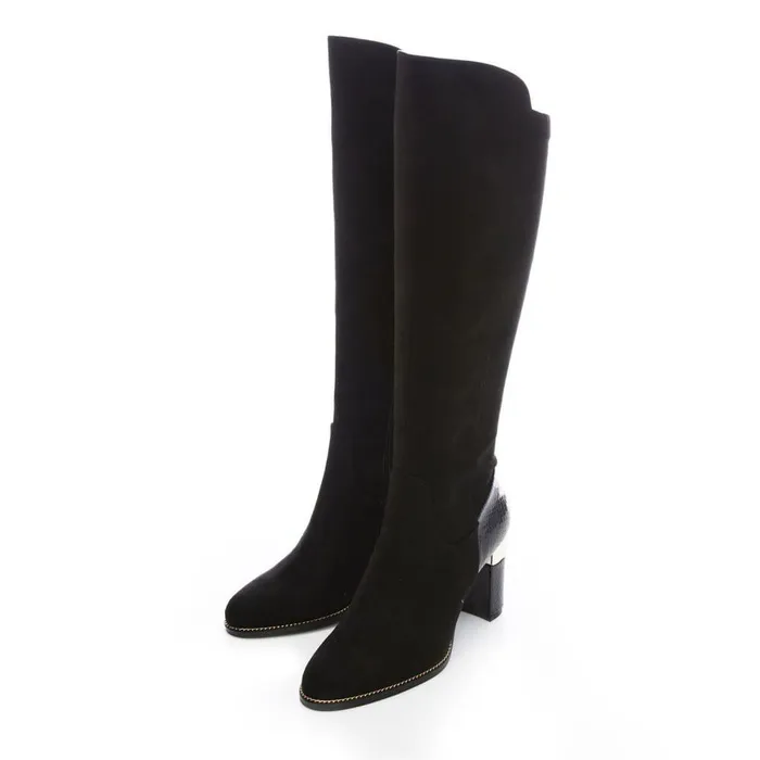 Women Moda In Pelle Over The Knee Boots Shaina Black Alcantara