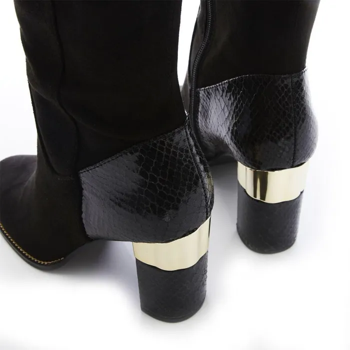 Women Moda In Pelle Over The Knee Boots Shaina Black Alcantara