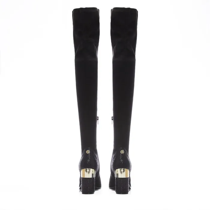 Women Moda In Pelle Over The Knee Boots Valentinne Black Alcantara