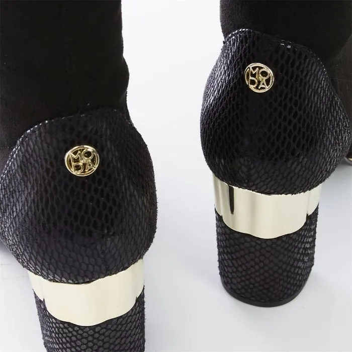 Women Moda In Pelle Over The Knee Boots Valentinne Black Alcantara