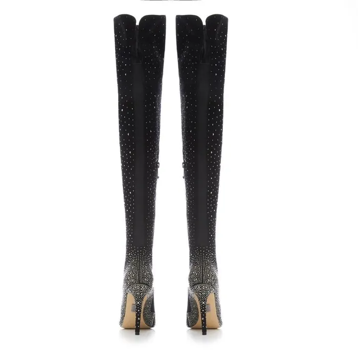 Women Moda In Pelle Over The Knee Boots Yesenia Black Suede