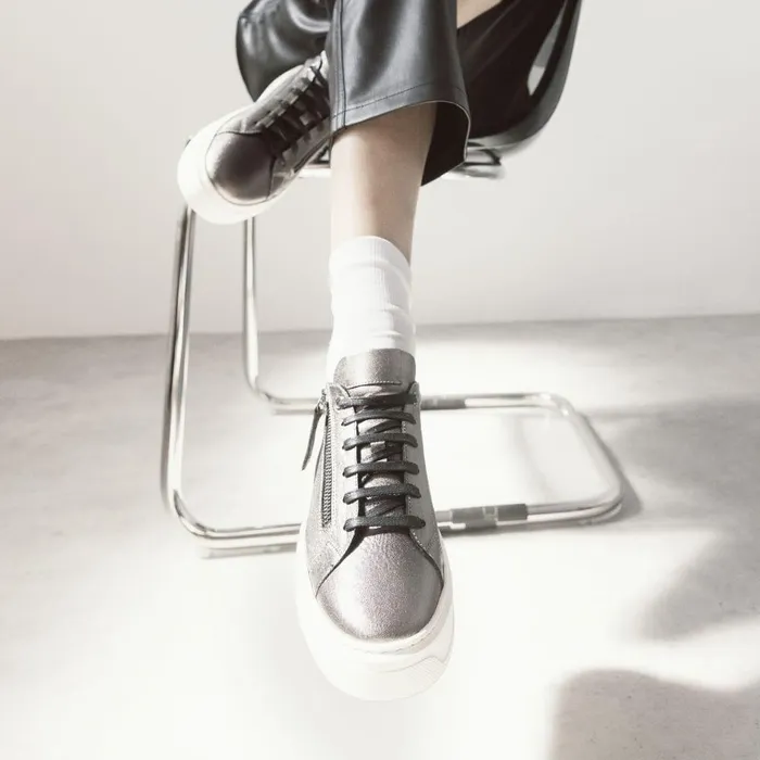 Women Moda In Pelle Platform Trainers Bsoleful BVisti Pewter Leather