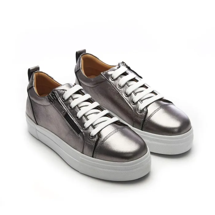 Women Moda In Pelle Platform Trainers Bsoleful BVisti Pewter Leather