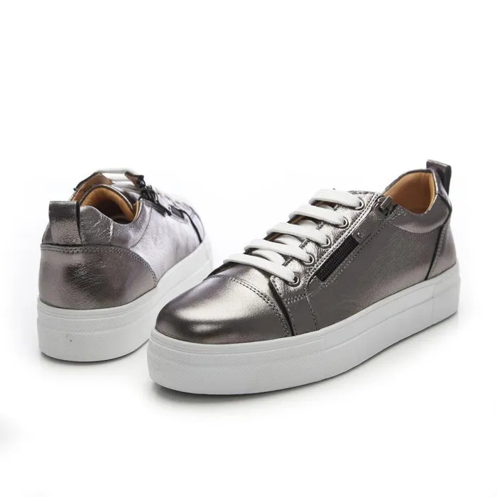 Women Moda In Pelle Platform Trainers Bsoleful BVisti Pewter Leather