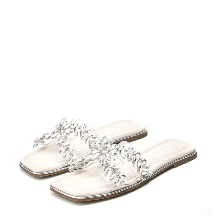 Women Moda In Pelle Slider Sandals Terra Cameo Perspex