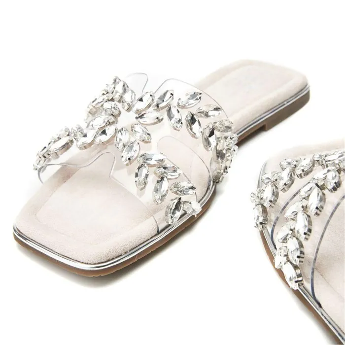 Women Moda In Pelle Slider Sandals Terra Cameo Perspex