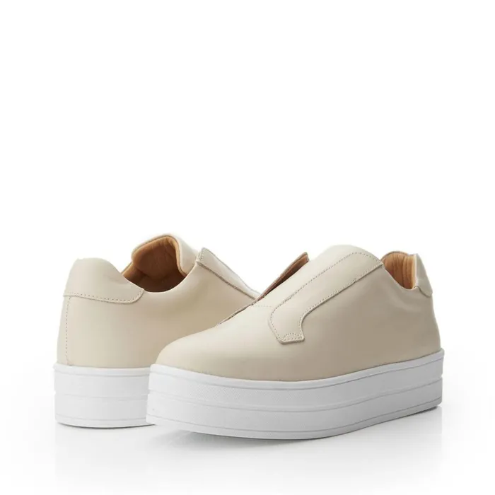 Women Moda In Pelle SlipOn Trainers Bsoleful BBath Beige Leather