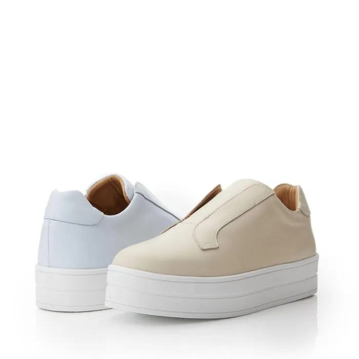 Women Moda In Pelle SlipOn Trainers Bsoleful BBath Beige Leather