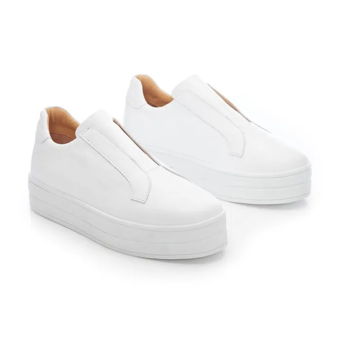 Women Moda In Pelle SlipOn Trainers Bsoleful BBath White Leather