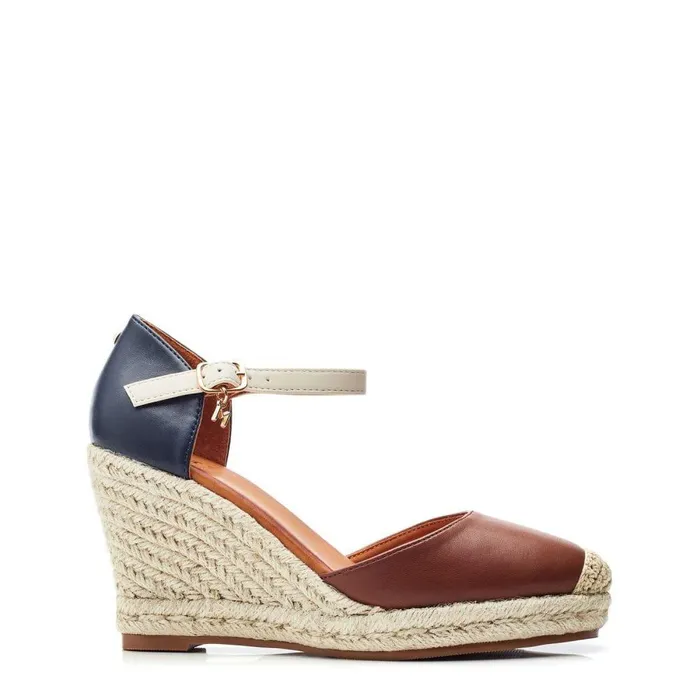Women Moda In Pelle Wedge Sandals Gael NavyTan Synthetic