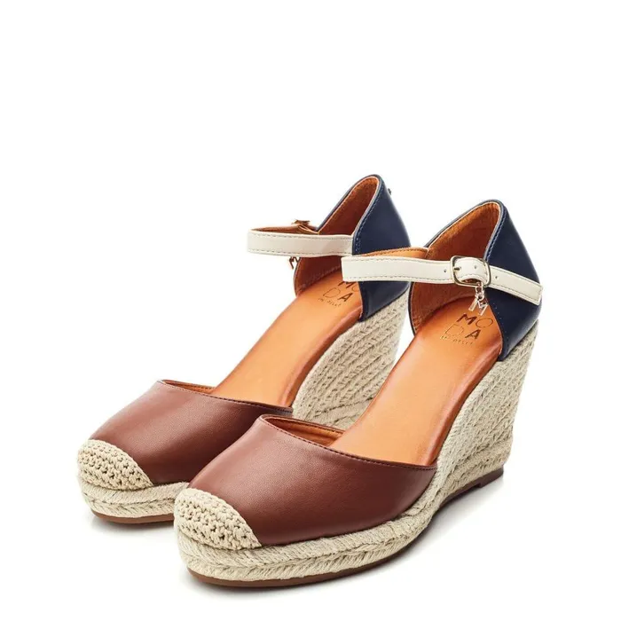 Women Moda In Pelle Wedge Sandals Gael NavyTan Synthetic
