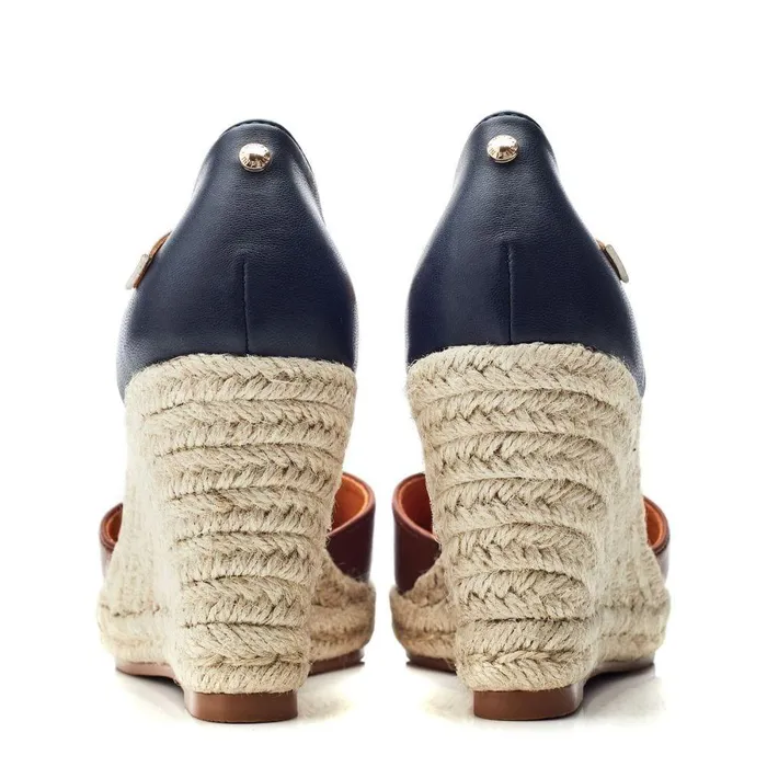 Women Moda In Pelle Wedge Sandals Gael NavyTan Synthetic