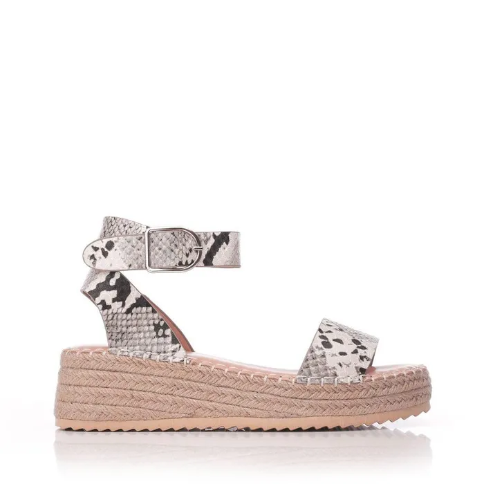 Women Moda In Pelle Wedge Sandals Nasha Black 8211 Mono Snake Snake Print