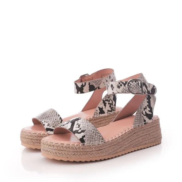 Women Moda In Pelle Wedge Sandals Nasha Black 8211 Mono Snake Snake Print