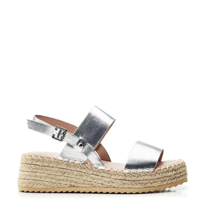 Women Moda In Pelle Wedge Sandals Nashay Silver Porvair