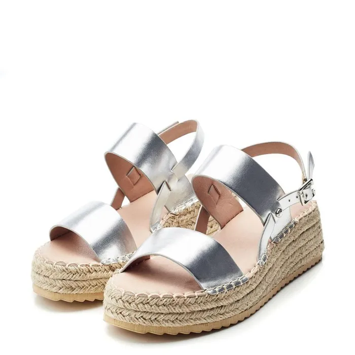 Women Moda In Pelle Wedge Sandals Nashay Silver Porvair