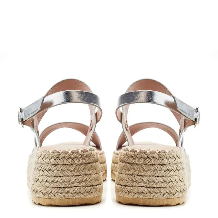 Women Moda In Pelle Wedge Sandals Nashay Silver Porvair