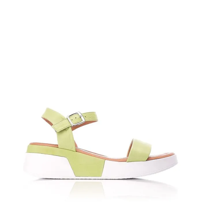 Women Moda In Pelle Wedge Sandals Orina Lime Green Leather