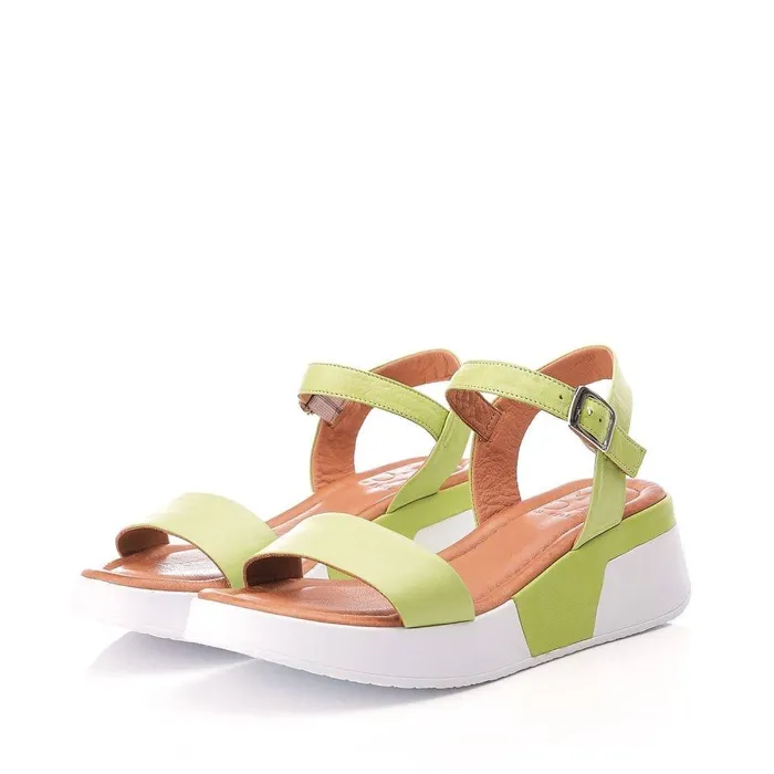 Women Moda In Pelle Wedge Sandals Orina Lime Green Leather Women Moda In Pelle Wedge Sandals Orina Lime Green Leather