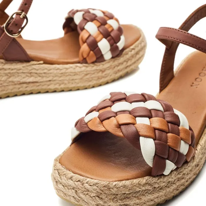 Women Moda In Pelle Wedge Sandals Shoon Sh Adrienne Off White Leather