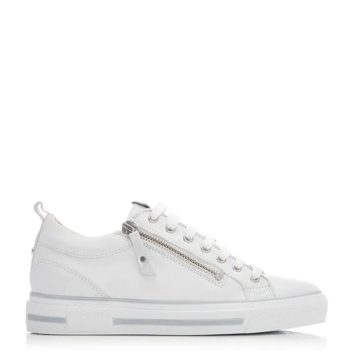 Women Moda In Pelle Wedge Trainers Brayleigh White 8211 Silver Leather