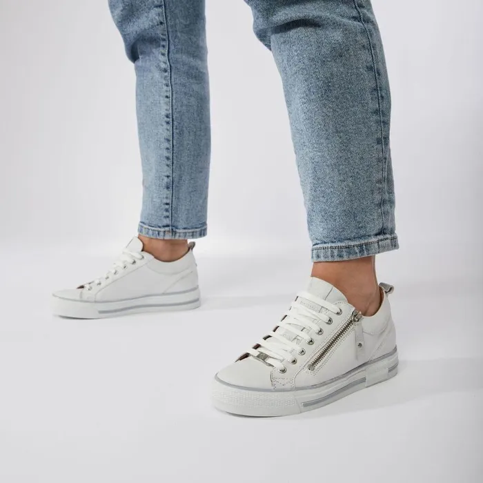 Women Moda In Pelle Wedge Trainers Brayleigh White 8211 Silver Leather