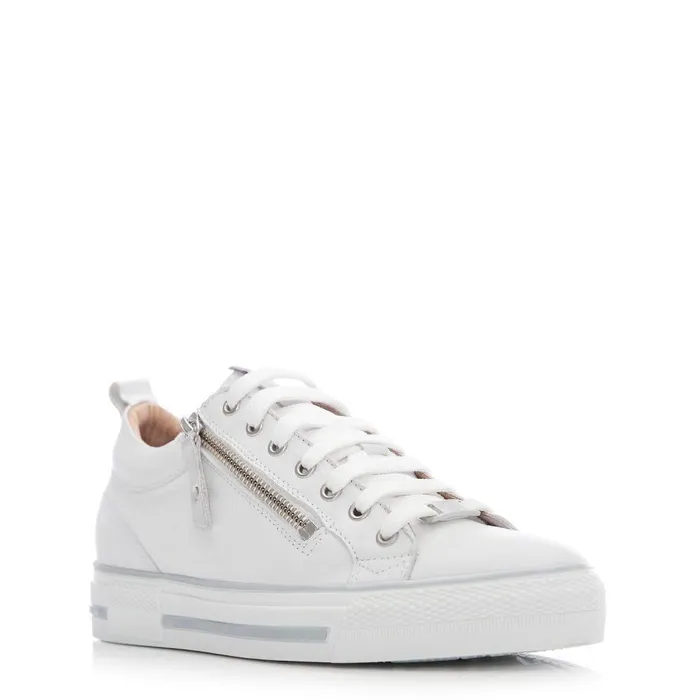 Women Moda In Pelle Wedge Trainers Brayleigh White 8211 Silver Leather