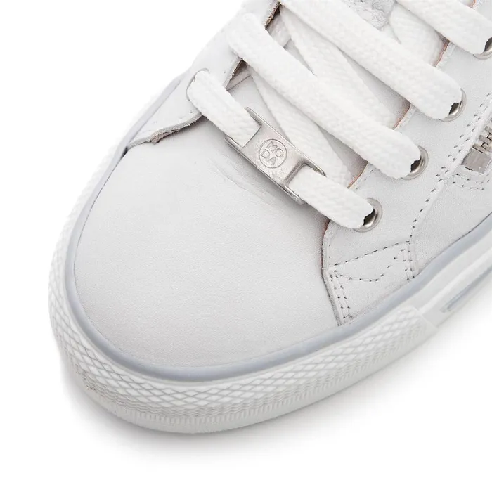 Women Moda In Pelle Wedge Trainers Brayleigh White 8211 Silver Leather