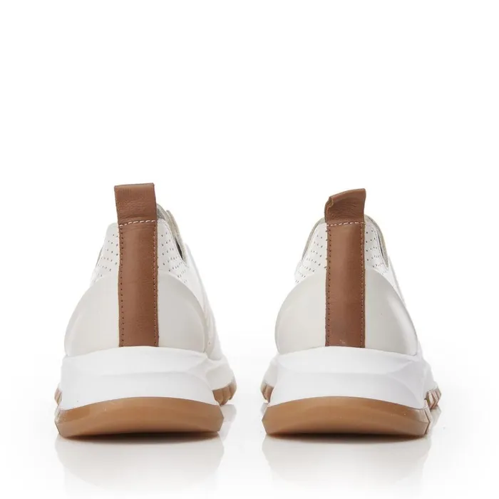 Women Moda In Pelle Wedge Trainers Shoon Sh Indigo WhiteTan Leather