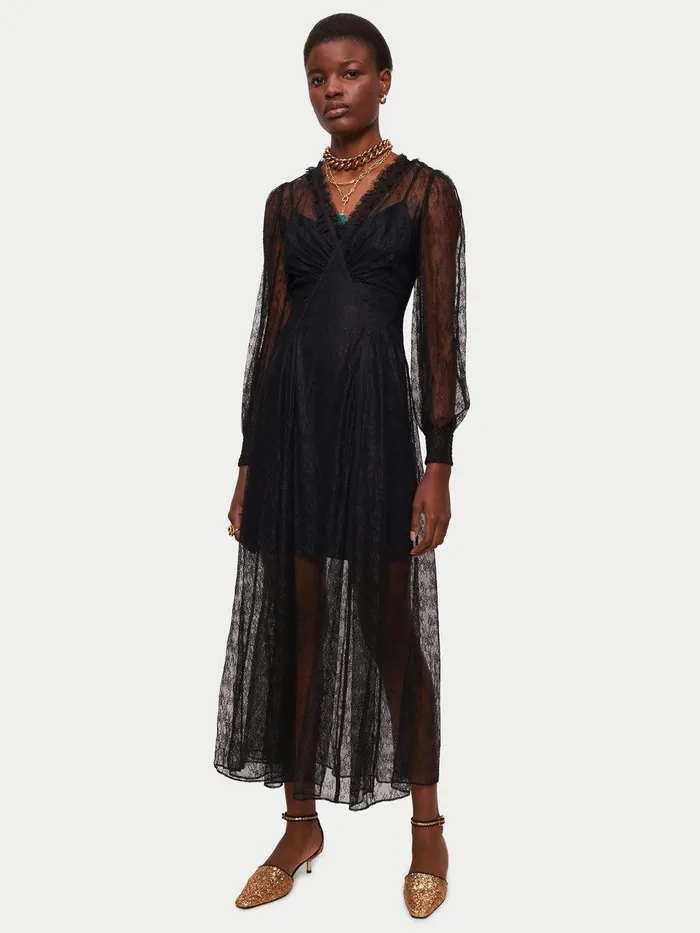 Women Modal Slip Dress Black Jigsaw Pyjamas and Loungewear