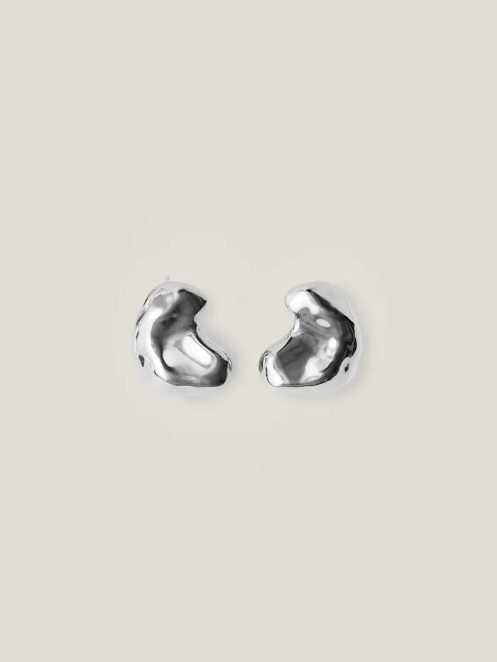 Women Molten Stud Earring Silver Jigsaw Jewellery