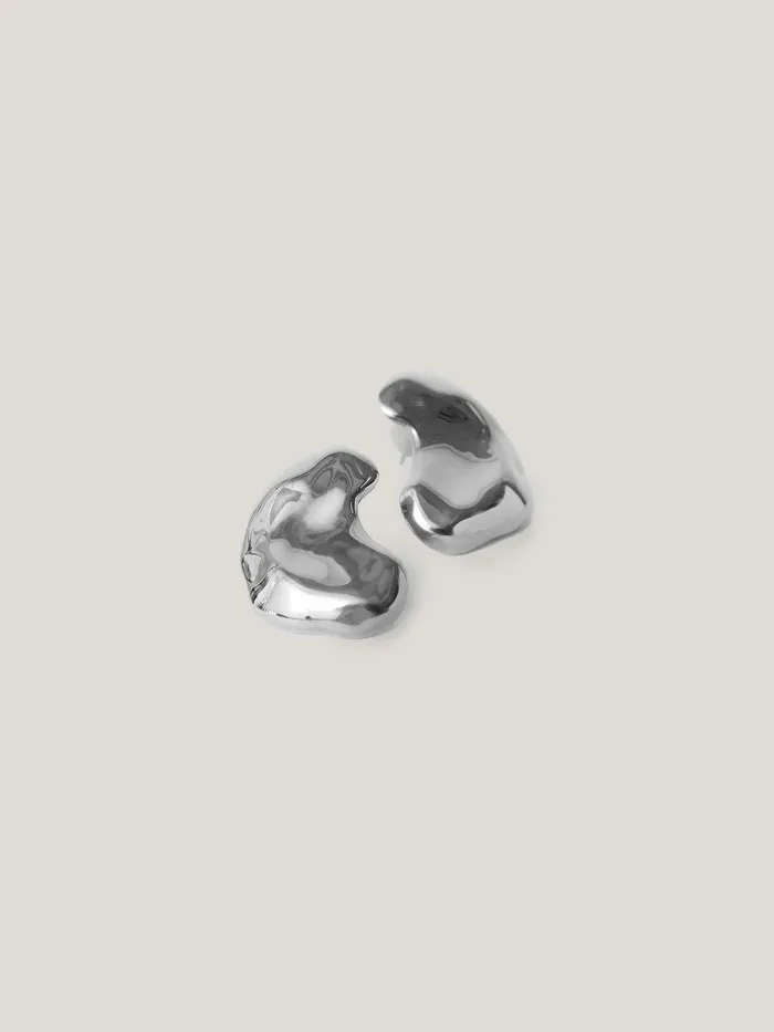 Women Molten Stud Earring Silver Jigsaw Jewellery