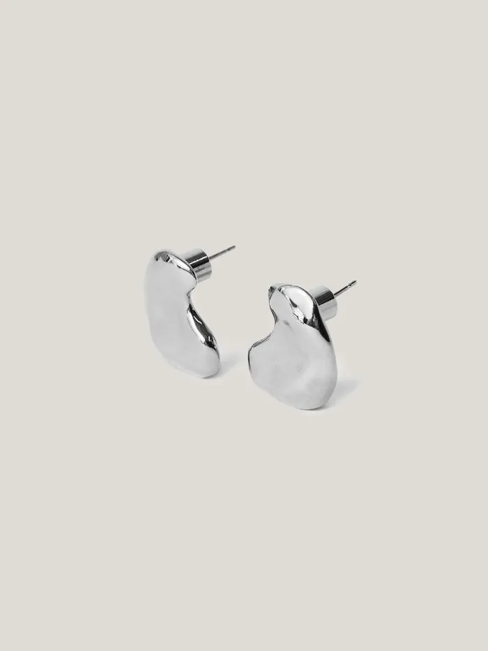 Women Molten Stud Earring Silver Jigsaw Jewellery