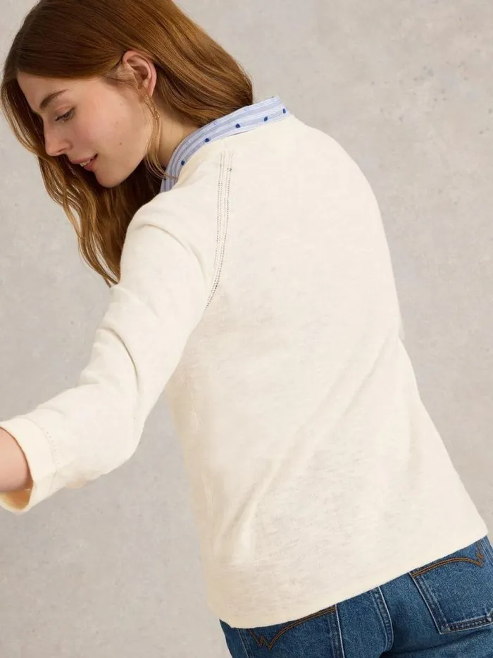 Women NARIA CARDI Natural White White Stuff Knitwear Women NARIA CARDI Natural White White Stuff Knitwear