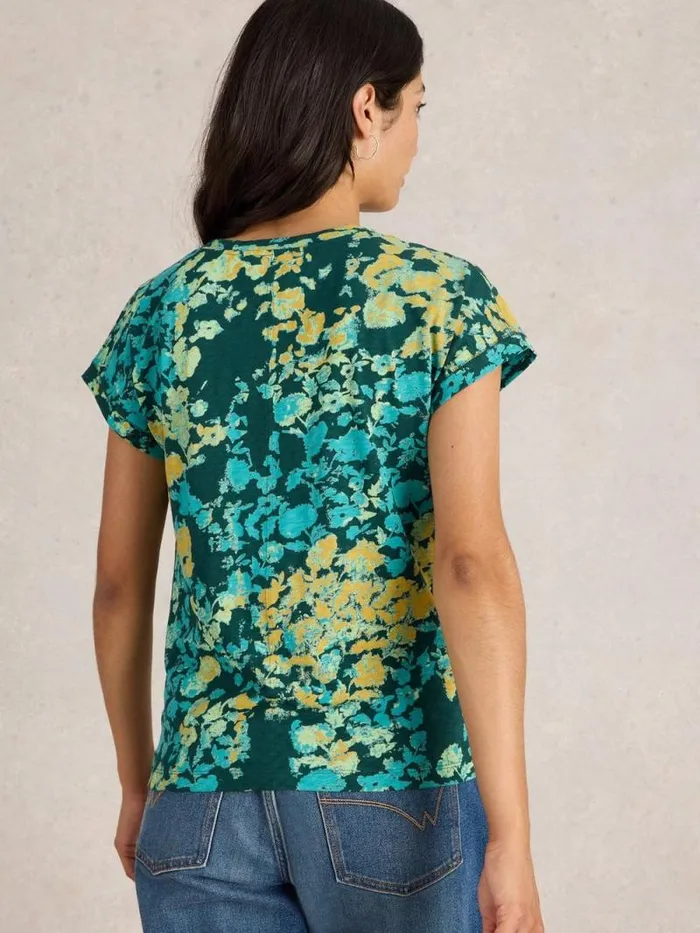 Women NELLY NOTCH NECK TSHIRT Green Print White Stuff Tops and Tees Women NELLY NOTCH NECK TSHIRT Green Print White Stuff Tops and Tees