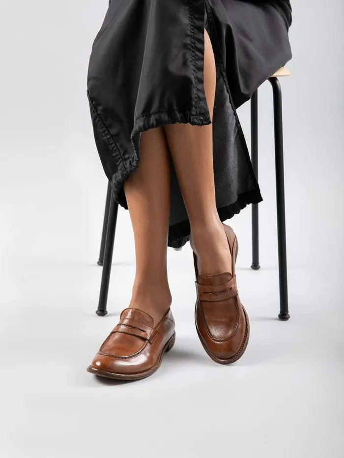 Women Officine Creative Footwear LEXIKON 516 Brown Woven Leather Loafers Women Officine Creative Footwear LEXIKON 516 Brown Woven Leather Loafers