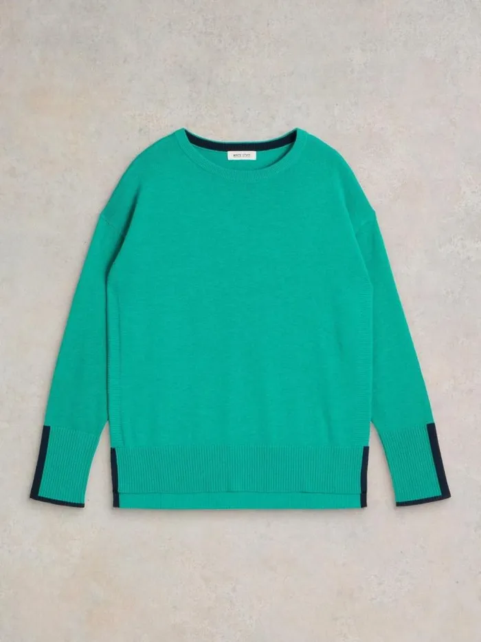 Women OLIVE CREW NECK COTTON JUMPER Bright Teal White Stuff Knitwear Women OLIVE CREW NECK COTTON JUMPER Bright Teal White Stuff Knitwear