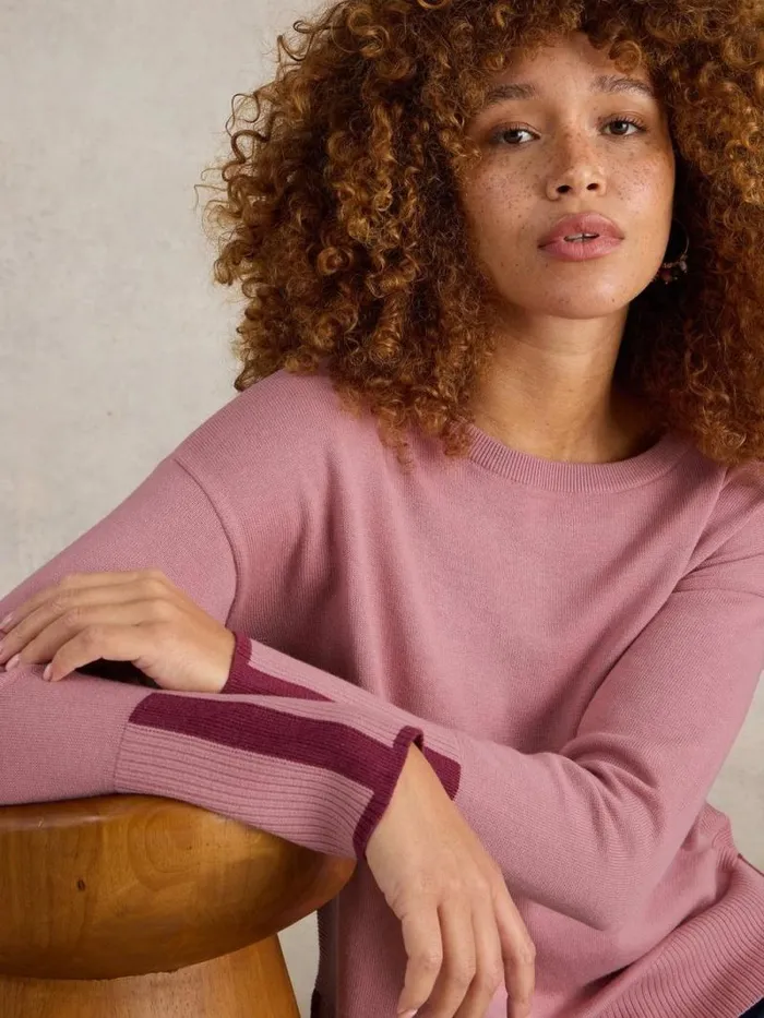 Women OLIVE CREW NECK COTTON JUMPER Dusty Pink White Stuff Knitwear Women OLIVE CREW NECK COTTON JUMPER Dusty Pink White Stuff Knitwear