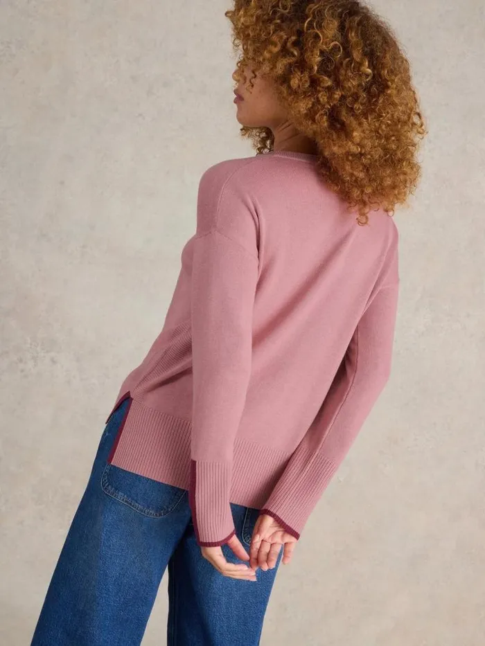 Women OLIVE CREW NECK COTTON JUMPER Dusty Pink White Stuff Knitwear Women OLIVE CREW NECK COTTON JUMPER Dusty Pink White Stuff Knitwear