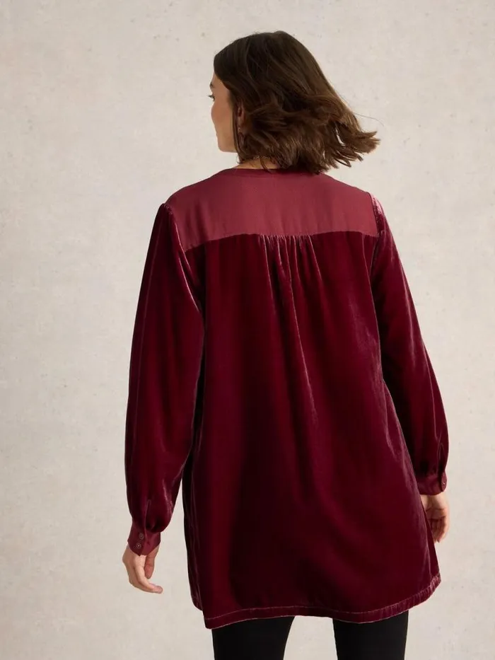 Women Olive Velvet Tunic Dk Plum White Stuff Shirts and Blouses