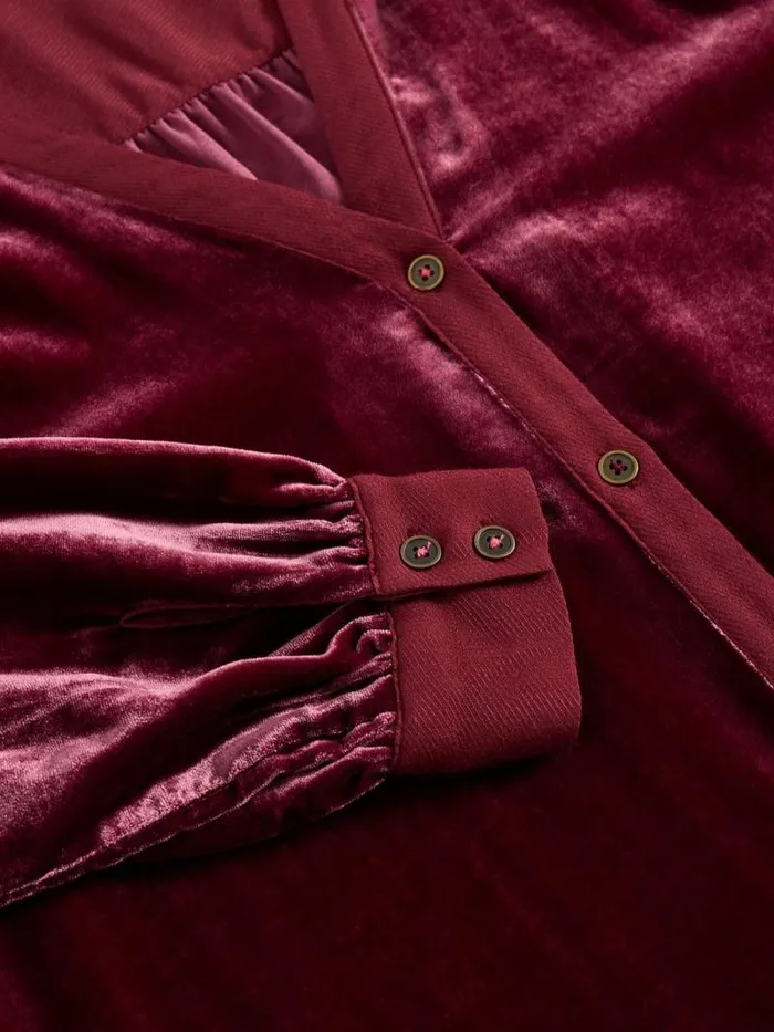 Women Olive Velvet Tunic Dk Plum White Stuff Shirts and Blouses