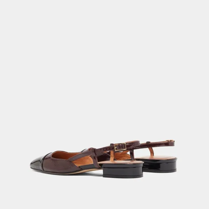 Women Open Ballet Flats Black Burgundy JONAK Slingbacks